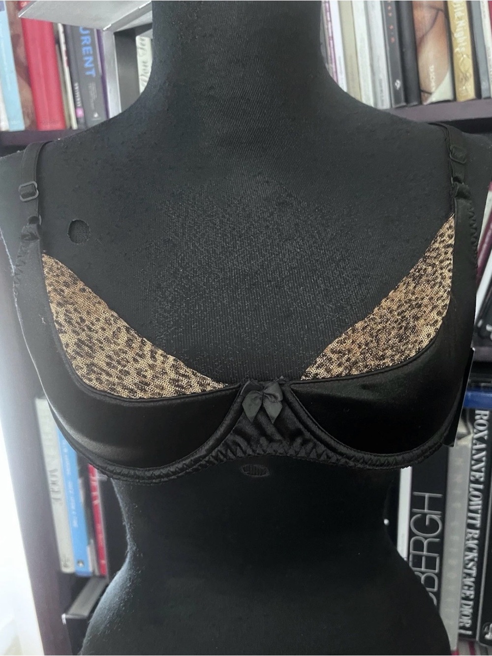 Frederick's of Hollywood Black Bra with Leopard Accent